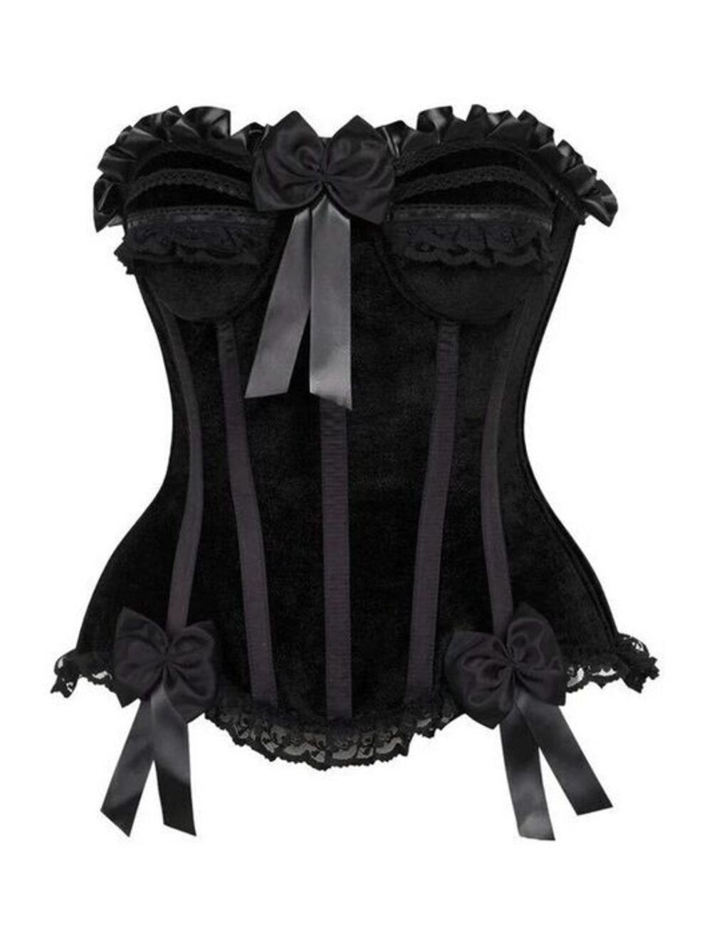 Top Drawer Black Velvet Steel Boned Burlesque Corset M
